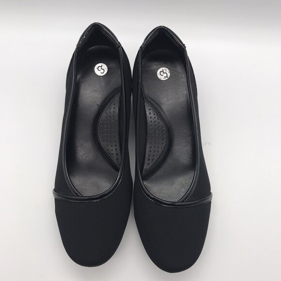 C.P. Company Women's size 9W Black on Black Fabric & Patent Wedge Comfort Shoes - Picture 6 of 9